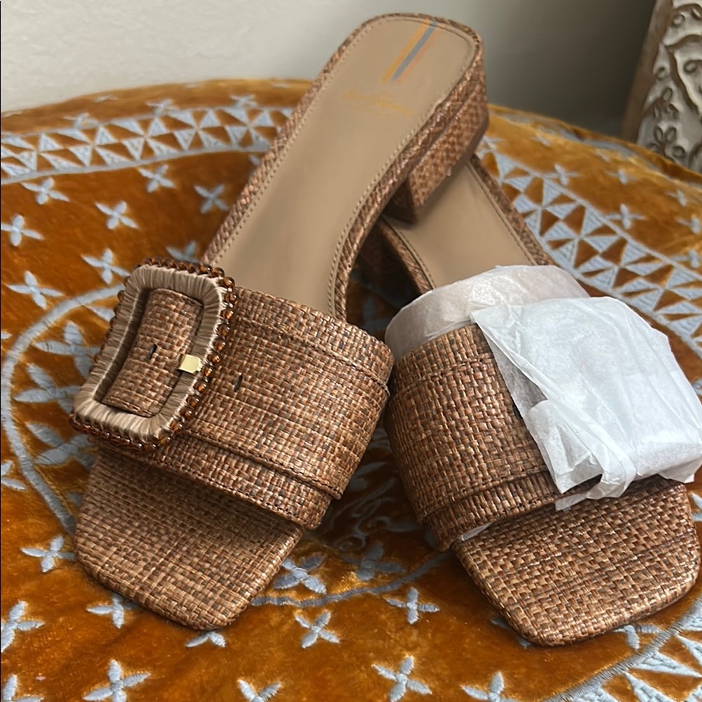 Sam Edelman New Elegant Brown Woven Slide Sandals